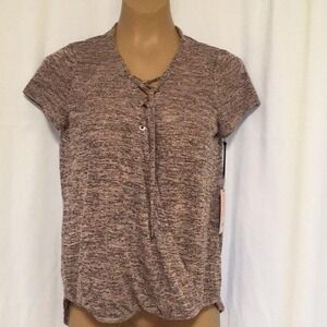 Juicy Couture sheer short sleeve Blouse Top Women's S Brown Mauve